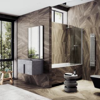 Шторка на ванну MaybahGlass MGV-784-5 70см хром матовый