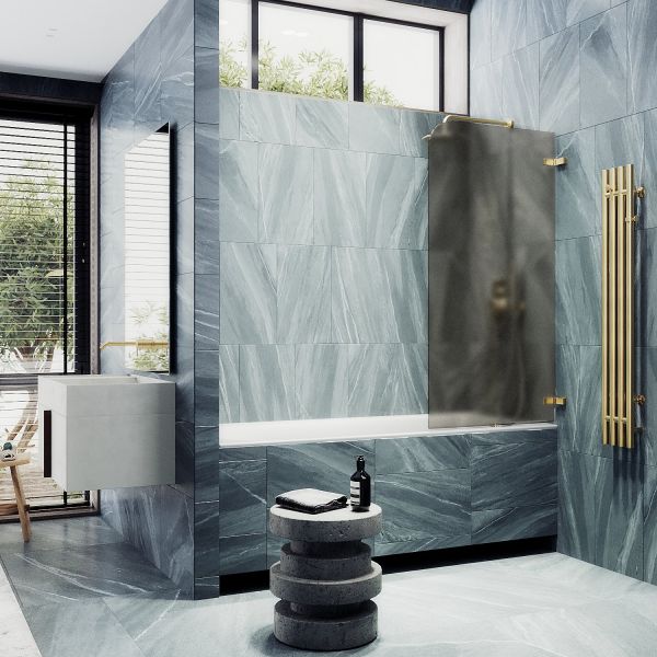 Шторка на ванну MaybahGlass MGV-653-3 70см золото