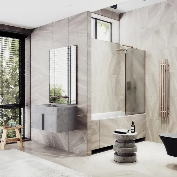 Шторка на ванну MaybahGlass MGV-148-2у 64см бронза