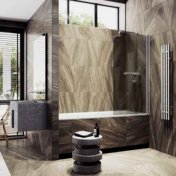 Шторка на ванну MaybahGlass MGV-790-5 80см хром матовый