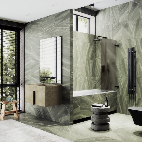 Шторка на ванну MaybahGlass MGV-649-6 40см чёрный