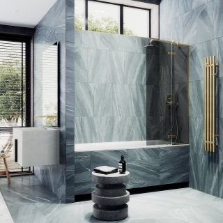 Шторка на ванну MaybahGlass MGV-659-3 69см золото