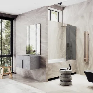 Шторка на ванну MaybahGlass MGV-140-2у 54см бронза