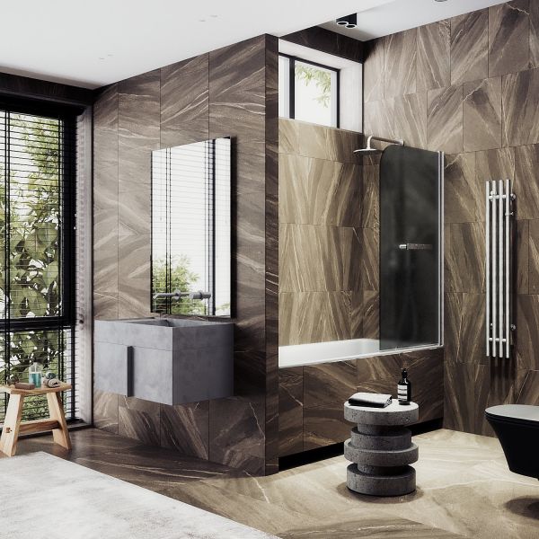 Шторка на ванну MaybahGlass MGV-768-5 40см хром матовый