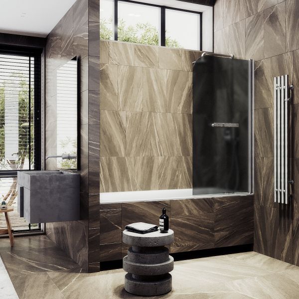 Шторка на ванну MaybahGlass MGV-780-5 60см хром матовый