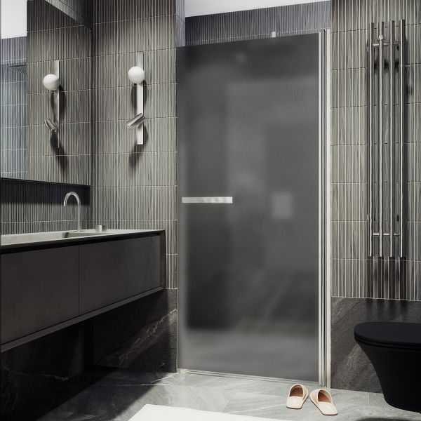 Душевая дверь MaybahGlass MGD-457-5 80см хром матовый/графит матовый