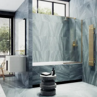 Шторка на ванну MaybahGlass MGV-143-3у 64см золото