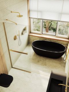 Душевая перегородка MaybahGlass MGD-731-3у 79см золото