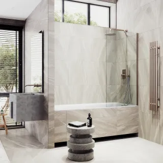 Шторка на ванну MaybahGlass MGV-65-2ш 90см бронза