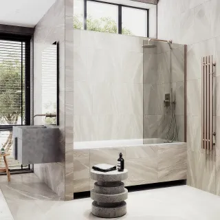 Шторка на ванну MaybahGlass MGV-69-2ш 70см бронза