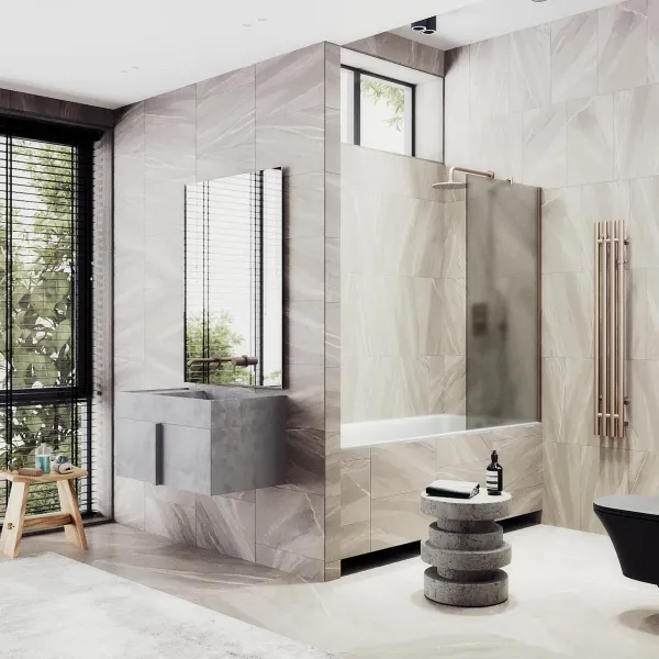 Шторка на ванну MaybahGlass MGV-73-2ш 50см бронза