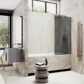 Шторка на ванну MaybahGlass MGV-83-2ш 90см бронза