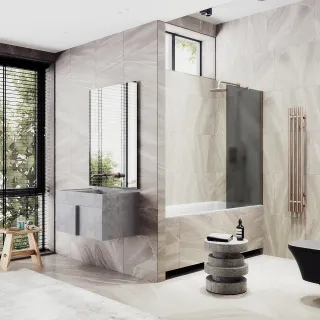 Шторка на ванну MaybahGlass MGV-86-2ш 60см бронза