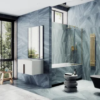 Шторка на ванну MaybahGlass MGV-63-3у 70см золото