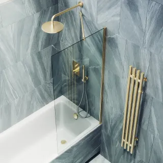 Шторка на ванну MaybahGlass MGV-64-3ш 80см золото