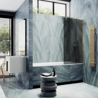 Шторка на ванну MaybahGlass MGV-89-3ш 90см золото