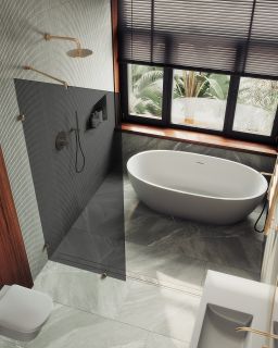 Душевая перегородка MaybahGlass MGD-274-2 79см бронза