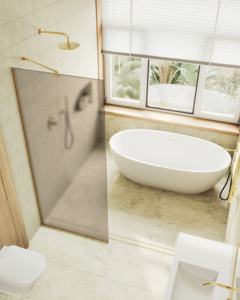 Душевая перегородка MaybahGlass MGD-697-3у 79см золото