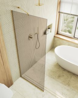 Душевая перегородка MaybahGlass MGD-696-3у 79см золото