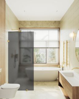 Душевая перегородка MaybahGlass MGD-271-3 79см золото