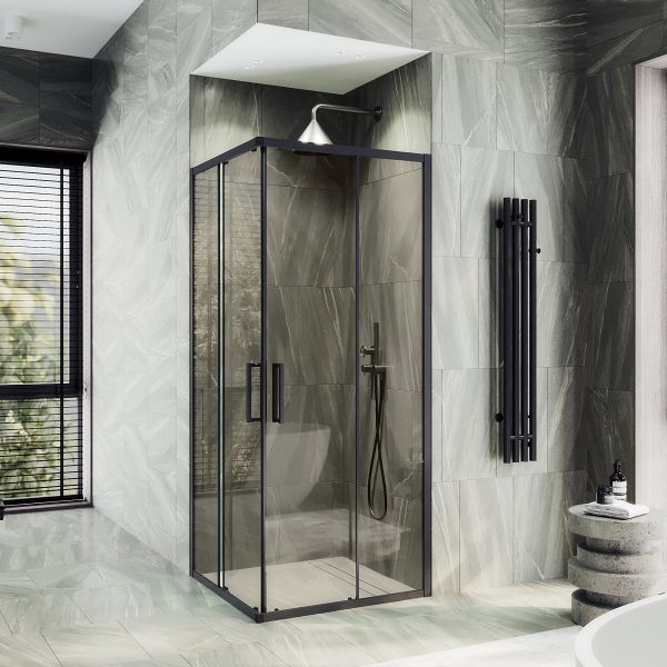 Душевой уголок MaybahGlass MGY-1324-6 100x100см чёрный/прозрачный