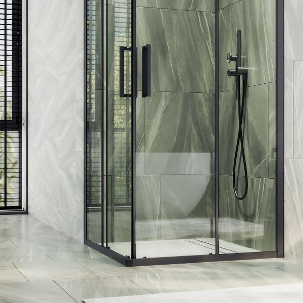 Душевой уголок MaybahGlass MGY-1324-6 100x100см чёрный/прозрачный