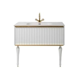 Тумба под раковину Armadi Art Vallessi Avangarde Canale 100см белый/золото 843-100-WG