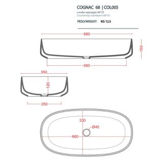 Раковина ArtCeram Cognac COL005 41 00 бежевая 68 см