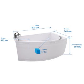 Акриловая ванна Triton Бриз L 140 см с каркасом (снято-с пр-ва)