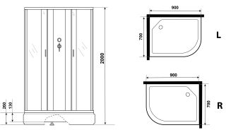 Душевая кабина Niagara NG-33974-14RBKG с гидромассажем 90x70см серебро/матовое
