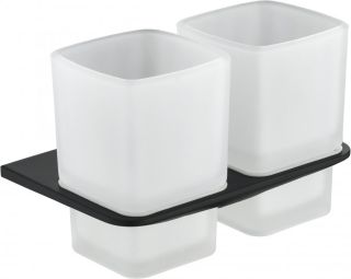 Настенный стакан двойной Grocenberg AC0056 (Черный матовый)