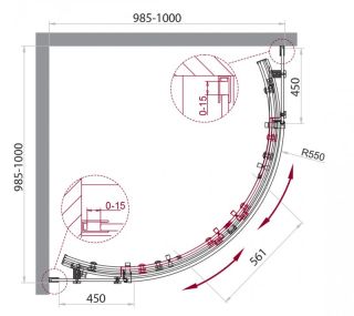 Душевой уголок BelBagno четверть круга хром ACQUA-R-2-100-C-Cr