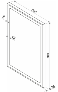 Зеркало с подсветкой Continent Strong ЗЛП716 с сенсорным выключателем 50см
