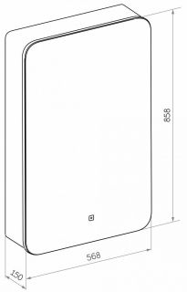 Зеркало-шкаф с подсветкой Art&Max Lecce левый 56см чёрный матовый AM-Lec-560-850-1D-L-DS-F-Nero