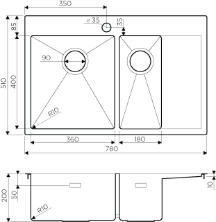 Мойка кухонная Omoikiri Akisame 78-2-LG-L нерж.сталь/светлое золото