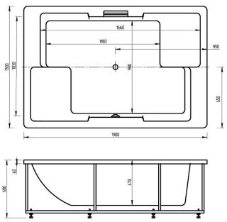 Акриловая ванна АКВАТЕК Дорадо 190x130 см без гидромассажа