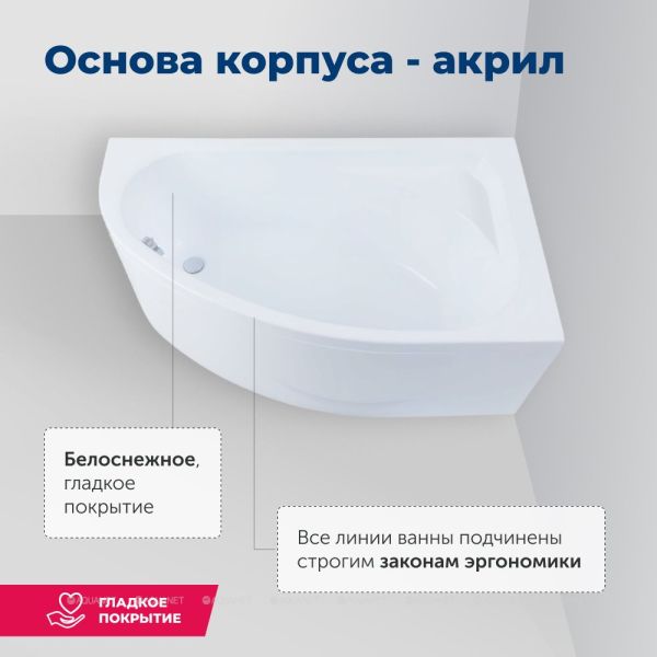 Акриловая ванна Aquanet Mia 246884 140x80 см правая