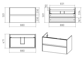 Подвесная тумба под раковину Misty Алиса 90см белый
