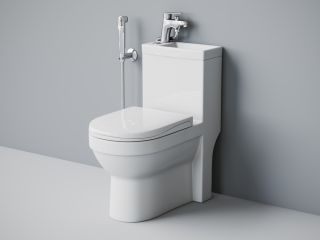 Комбоунитаз Laguraty 8074 A с раковиной функцией биде гигиеническим душем и смесителем белый