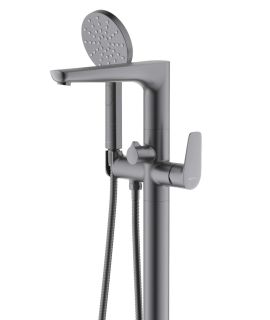 Смеситель напольный для ванны Aquatek Бетта AQ1145BGM шлифованный чёрный хром