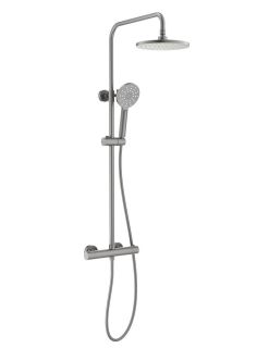 Душевая стойка Aquatek Европа AQ2343BGM с термостатом шлифованный чёрный хром