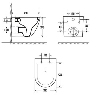 Подвесной унитаз AQUAme AQM2002 безободковый белый глянцевый