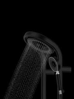 Душевая стойка AQUAme AQM8004B с термостатом чёрный матовый