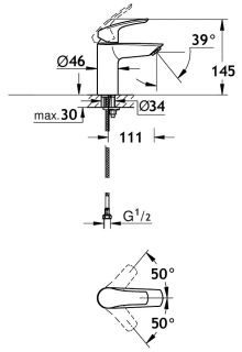 Смеситель для раковины AQUAme Prato AQMP6110 хром