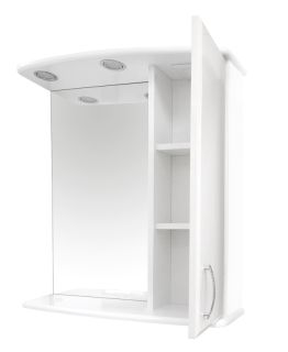 Зеркальный шкаф с подсветкой Misty Астра 60см правый белый