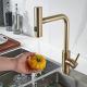 Смеситель для кухни Shevanik S263G с мультифункциональным изливом золотой сатин