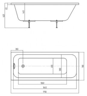 Акриловая ванна AZARIO BELLA AV.0020175 прямоугольная 175*70