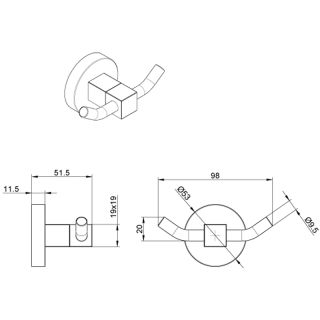 Крючок двойной AZARIO NESSY AZ-73105