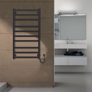 Полотенцесушитель электрический AZARIO PALERMO AZ83850B 500/1000 квадрат, 10 секций, диммер справа, черный