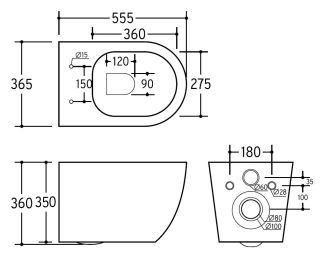 Подвесной унитаз Charus Estella Rimless EWC700-121B безободковый чёрный